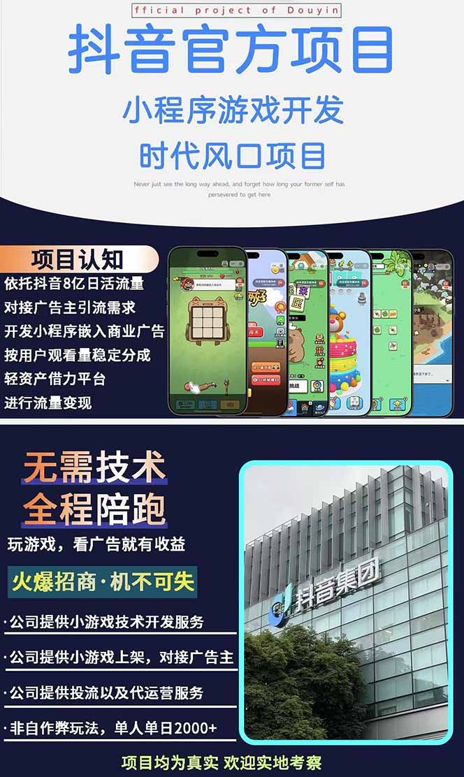 2025最热抖音官方项目 Ai时代风口项目小程序游戏开发 实测单个游戏日收…-2