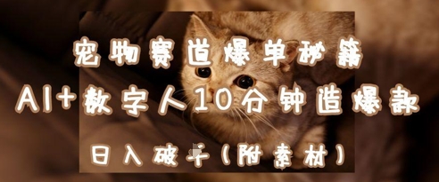 宠物赛道爆单秘籍：AI+数字人10分钟造爆款，日入1k-创奇社