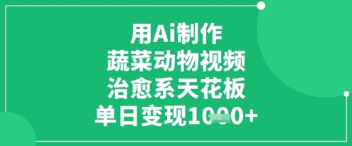 用Ai制作蔬菜动物视频，治愈系天花板，单日变现1k-创奇社