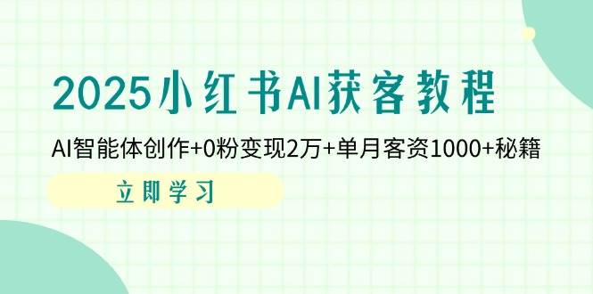 2025小红书AI获客教程：AI智能体创作+0粉变现2万+单月客资1000+秘籍-创奇社