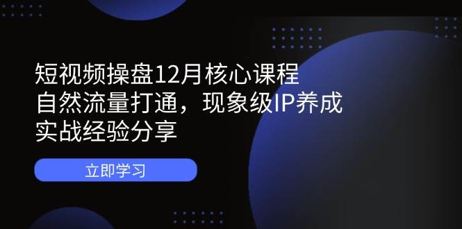 短视频操盘12月核心课程：自然流量打通，现象级IP养成，实战经验分享-创奇社