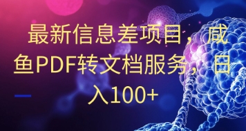 最新信息差项目，咸鱼PDF转文档服务，日入100+-创奇社