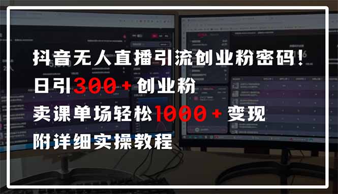 （14564期）抖音无人直播引流密码！日引300+创业粉 单场轻松1000+变现 附详细实操教程-创奇社