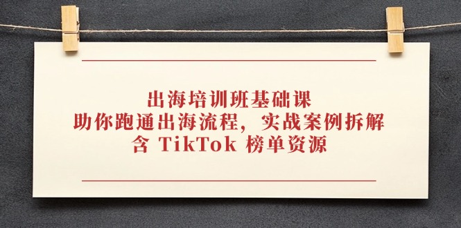 （14555期）出海培训班基础课，助你跑通出海流程，实战案例拆解，含 TikTok 榜单资源-创奇社 - AI前沿·副业变现·资源教程！