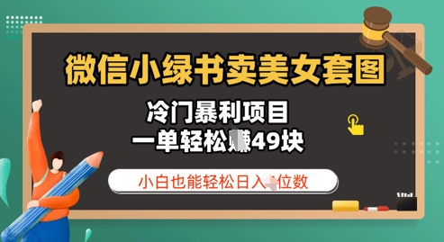微信小绿书卖美女套图，冷门暴利项目，一单轻松挣49块，小白也能轻松日入3位数-创奇社
