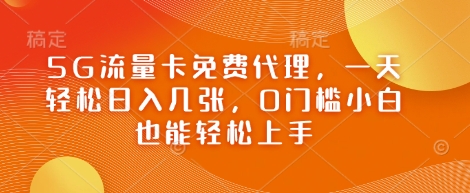 5G流量卡免费代理，一天轻松日入几张，0门槛小白也能轻松上手-创奇社