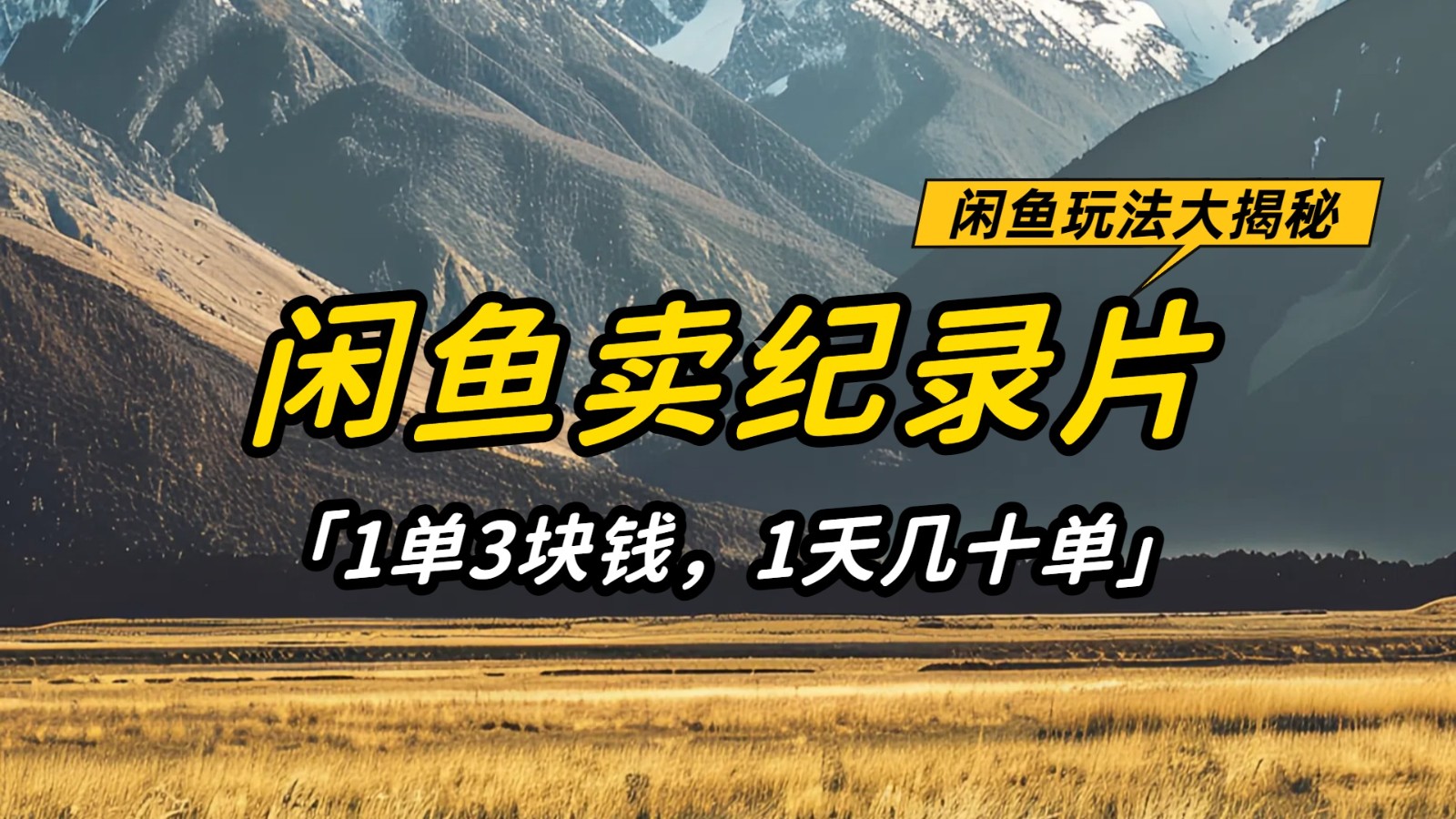 闲鱼卖纪录片，简单又赚钱的小项目，1单3块钱  1天几十单-创奇社