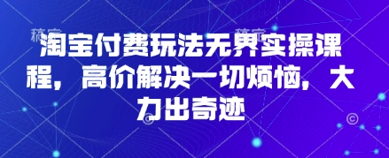 淘寶付費玩法無界實操課程，高價解決一切煩惱，大力出奇迹