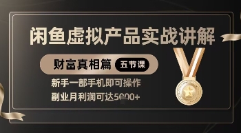 精品！闲鱼虚拟产品实战讲解，新手一部手机即可操作，副业月利润可达5k+-创奇社