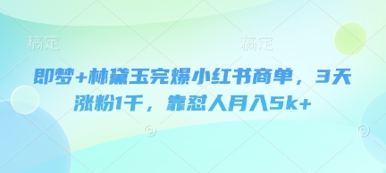 即梦+林黛玉完爆小红书商单，3天涨粉1千，靠怼人月入5k+-创奇社
