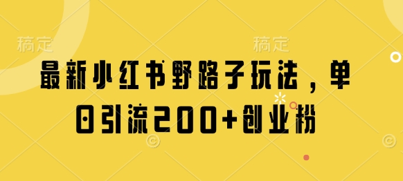 最新小红书野路子玩法，单日引流200+创业粉-创奇社