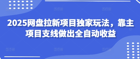 2025网盘拉新项目独家玩法，靠主项目支线做出全自动收益-创奇社