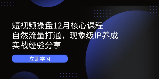 （14447期）短视频操盘12月核心课程：自然流量打通，现象级IP养成，实战经验分享-创奇社