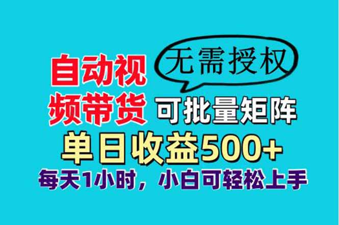 （14229期）自动视频带货，可批量矩阵，单日收益500+、轻松实现睡后收益，小白可…-创奇社
