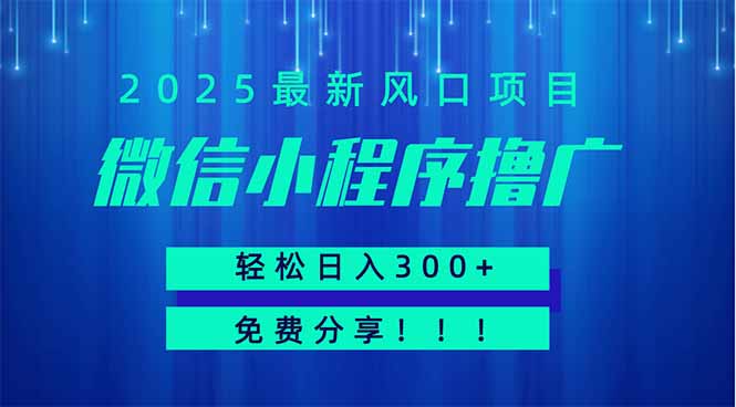 （14375期）微信小程序撸广，最新风口项目，日入300+ 免费分享 可批量操作 小白可…-创奇社