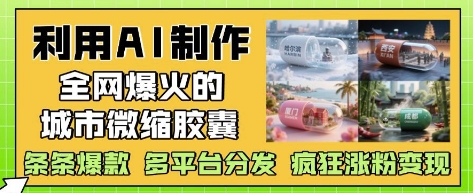 利用AI制作全网爆火的城市微缩胶囊，条条爆款， 多平台分发，疯狂涨粉变现-创奇社
