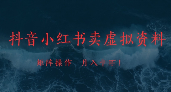 抖音小红书卖虚拟资料，市场需求一直存在，矩阵操作，月入1w+-创奇社
