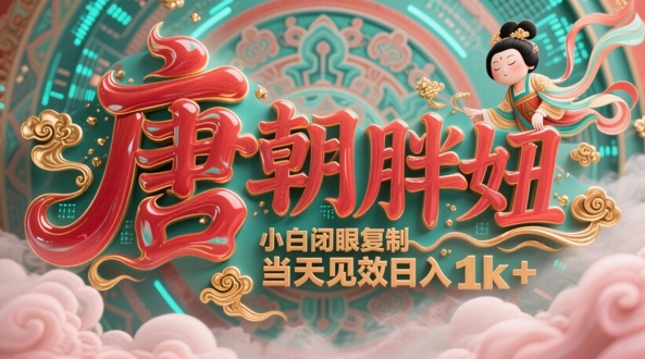 用AI克隆“唐朝胖妞”日更3条，平台疯狂推流，小白闭眼复制，当天见效，日入1k+-创奇社