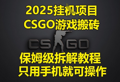 2025挂G项目，CSGO游戏搬砖，保姆级拆解教程，只用手机就可操作-创奇社