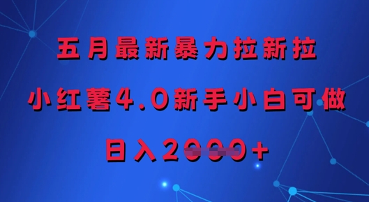 五月最新暴力拉新拉，小红薯4.0新手小白可做，日入多张-创奇社