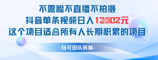 不露脸不直播不拍摄抖音单条视频日入1k+这个项目适合所有人长期积累的项目-创奇社