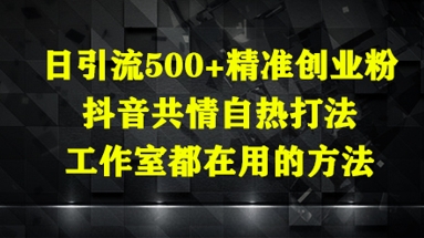 日引流500+精准创业粉，抖音共情自热打法，工作室都在用的方法-创奇社
