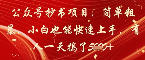 公众号抄书项目，简单粗暴，小白也能快速上手，有人一天搞了1k+-创奇社