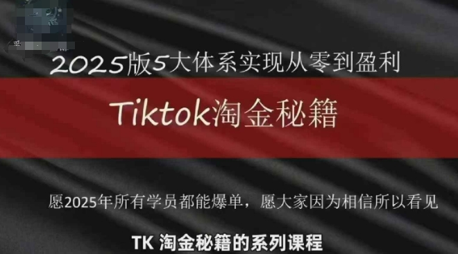 TikTok跨境2025淘金秘籍，​2025TikTok从0到盈利变现-创奇社