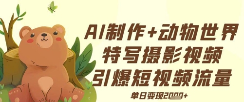 AI制作动物世界特写摄影视频+引爆短视频流量+单日变现多张-创奇社