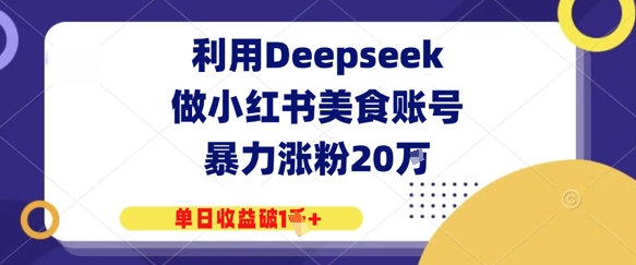 利用Deepseek做小红书美食账号，暴力涨粉20W，单日收益破1K+-创奇社