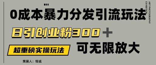 价值5980的0成本暴力引流玩法，日引创业粉300+，可无限放大-创奇社