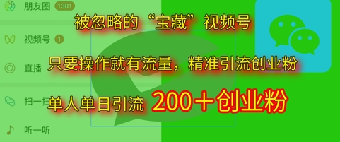 被忽略的“宝藏”视频号引流精准创业粉单人单日引流200+精准粉-创奇社
