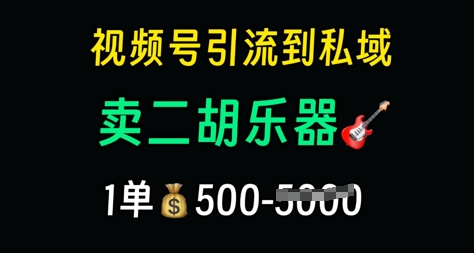 视频号引流到私域卖二胡乐器，1单利润5张，长期稳定项目-创奇社