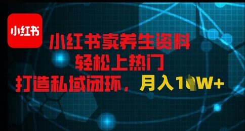 小红书卖养生资料轻松上热门，打造私域闭环，月入1W+-创奇社