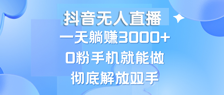 （13038期）抖音无人直播，一天躺赚3000+，0粉手机就能做，新手小白均可操作-创奇社