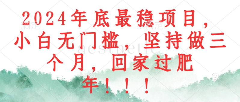 （12970期）2024年底最稳项目，小白无门槛，坚持做三个月，回家过肥年！！！-创奇社