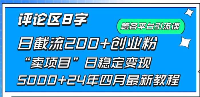 （9851期）评论区8字日载流200+创业粉  日稳定变现5000+24年四月最新教程！-创奇社