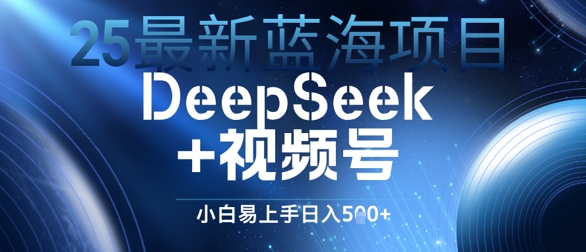 25最新蓝海项目DeepSeek+视频号，小白易上手日入几张-创奇社