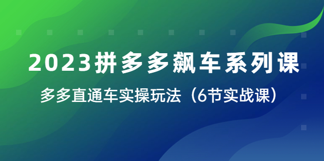 （6030期）2023拼多多飙车系列课，多多直通车实操玩法（6节实战课）-创奇社