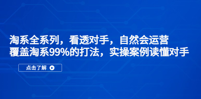 （5233期）淘系全系列，看透对手，自然会运营，覆盖淘系99%·打法，实操案例读懂对手-创奇社