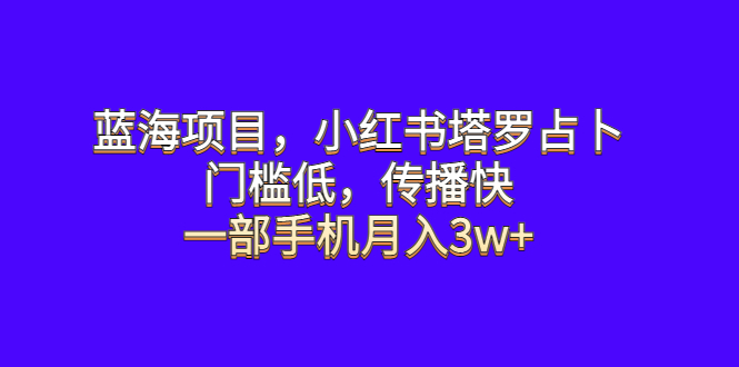 （6427期）蓝海项目，小红书塔罗占卜，门槛低，传播快，一部手机月入3w+-创奇社