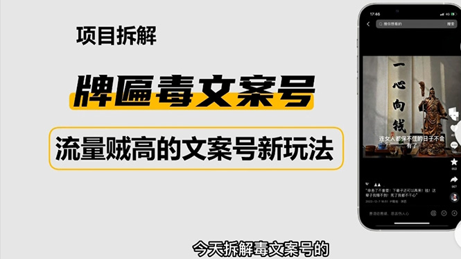 （4676期）2023抖音快手毒文案新玩法，牌匾文案号，起号快易变现-创奇社