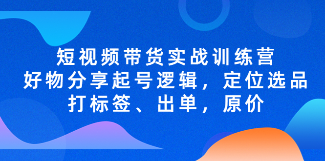 （5076期）短视频带货实战训练营，好物分享起号逻辑，定位选品打标签、出单，原价-创奇社