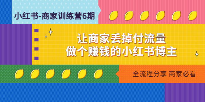 （4782期）小红书-商家训练营12期：让商家丢掉付流量，做个赚钱的小红书博主-创奇社