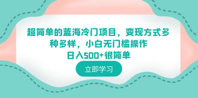 （6422期）超简单的蓝海冷门项目，变现方式多种多样，小白无门槛操作日入500+很简单-创奇社