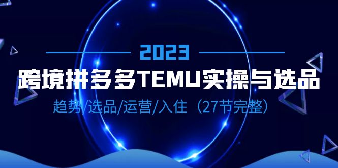 （6550期）2023跨境·拼多多·TEMU实操与选品，趋势·选品·运营·入住（27节完整）-创奇社