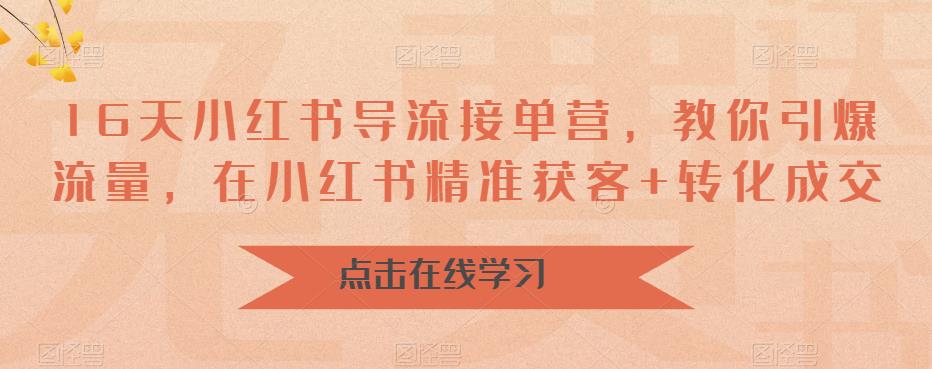 （6523期）16天-小红书 导流接单营，教你引爆流量，在小红书精准获客+转化成交-创奇社 - AI前沿·副业变现·资源教程！