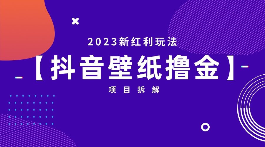 （6579期）2023新红利玩法：抖音壁纸撸金项目-创奇社 - AI前沿·副业变现·资源教程！