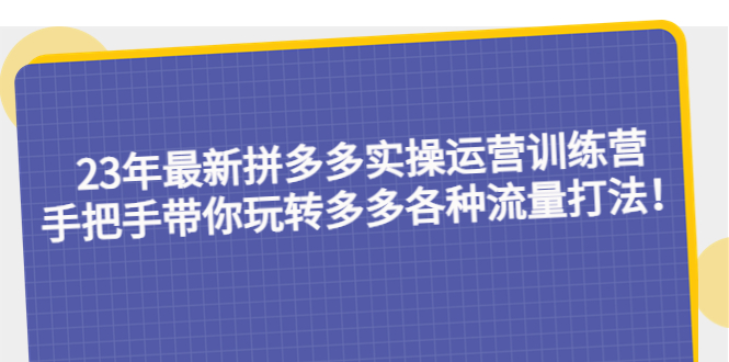 （5435期）23年最新拼多多实操运营训练营：手把手带你玩转多多各种流量打法！-创奇社