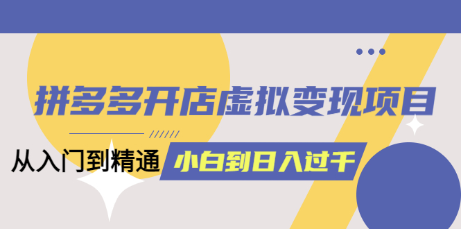 （6169期）拼多多开店虚拟变现项目：入门到精通 从小白到日入1000（完整版）6月13更新-创奇社